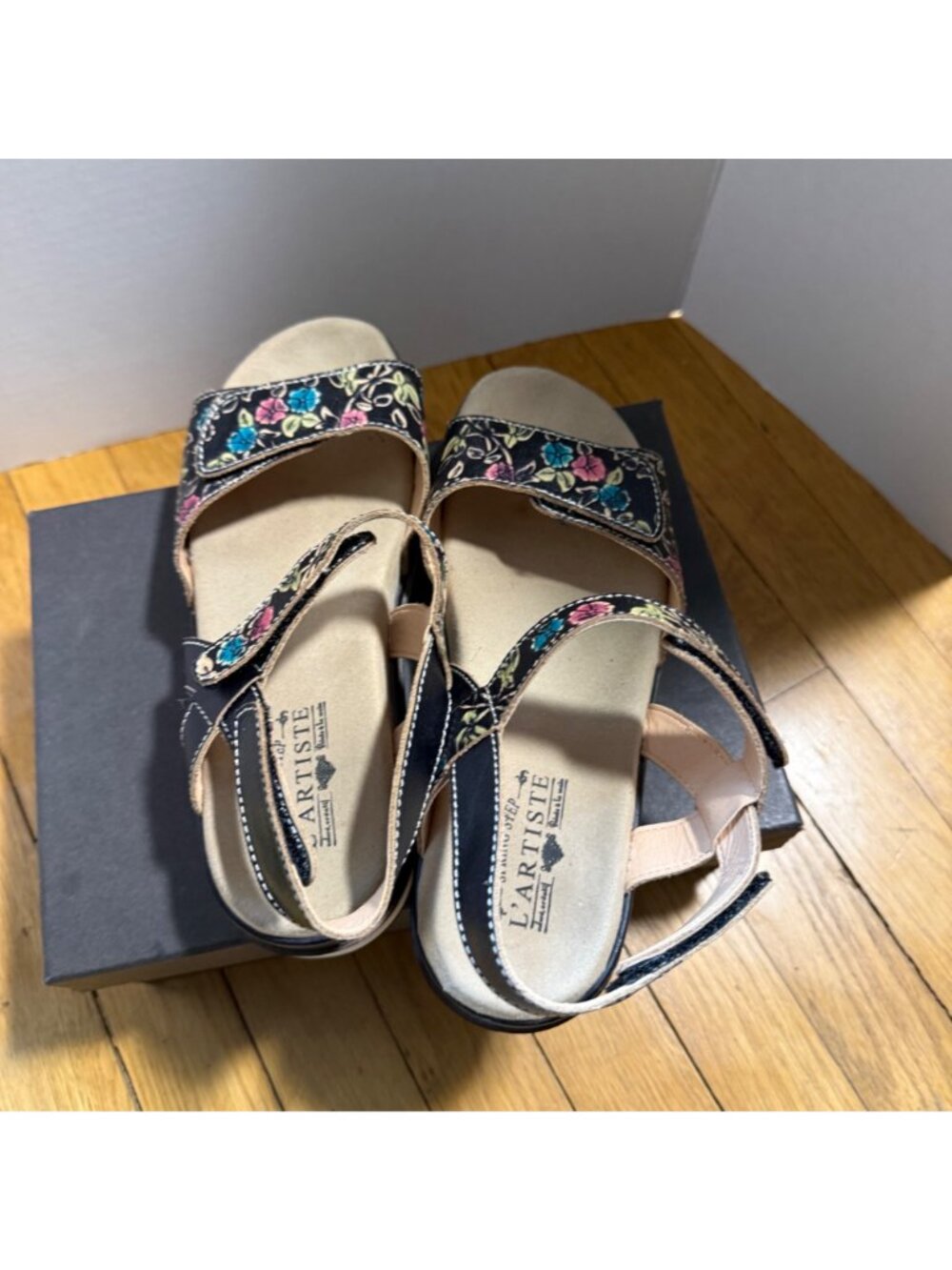 Spring Step L'Artiste Clara Womens Sandals EU38 Floral Leather Comfort Walking - Picture 12 of 16